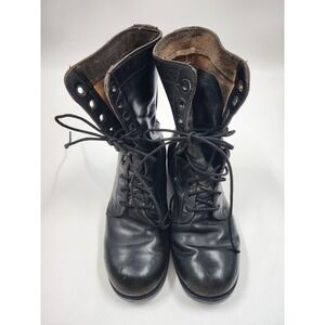 Vintage 1976 US Military Combat Boots Mens 8W Black Leather Service Boots 5-76